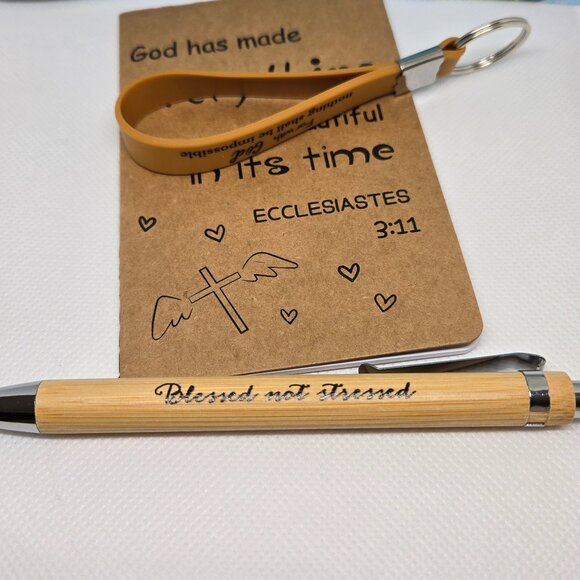 NEW INSPIRATIONAL FAITH CANVAS POUCH, NOTEPAD, PEN, BOOKMARK & KEYCHAIN GIFT SET - Picture 6 of 10